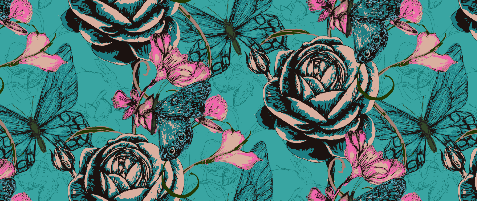 Rose and Butterflies